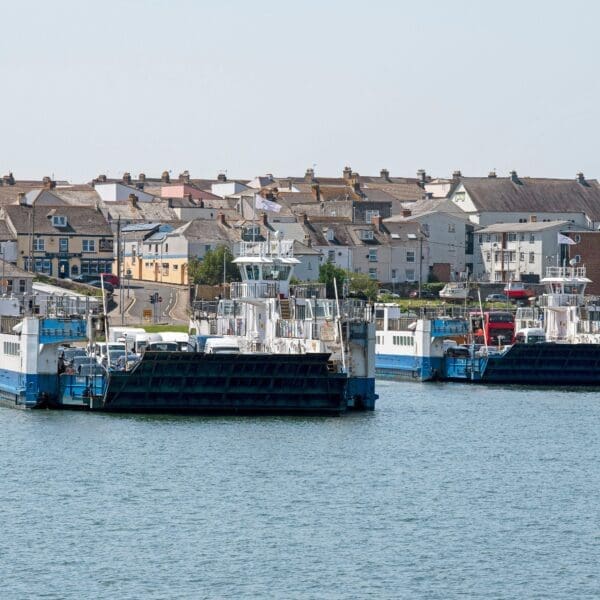 A Ro-Ro ferry departing from Torpoint, Cornwall, bound for Plymouth, Devon.