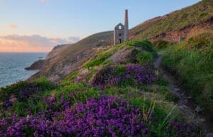 Sundown over the Towanroath Engine House at Chapel Porth, Cornwall