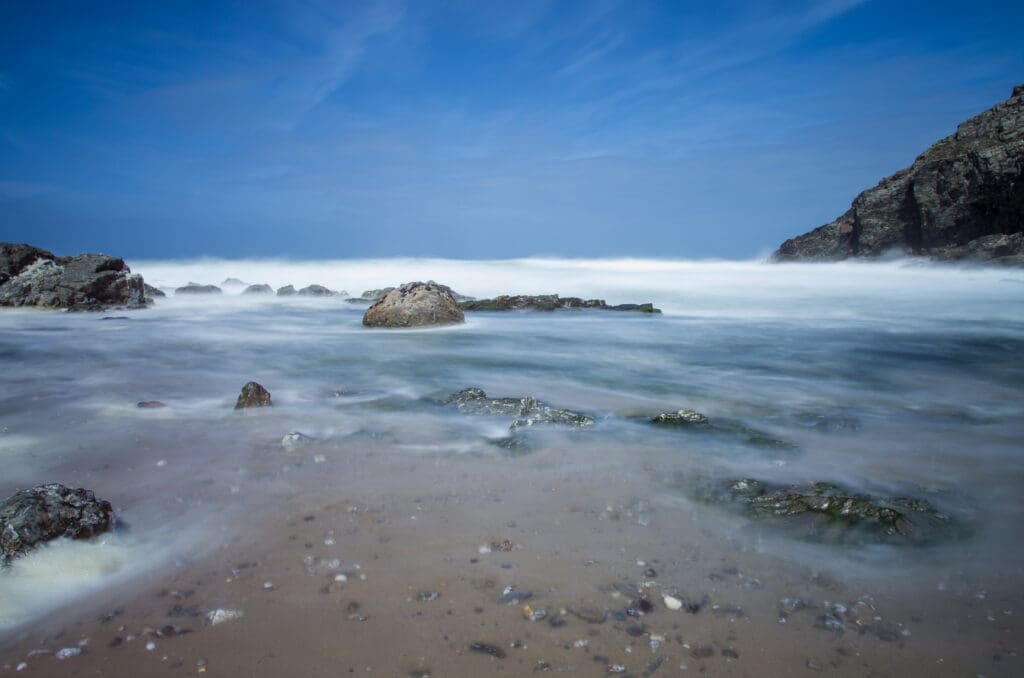 A spring morning at Chapel Porth Beach, St Agnes, Cornwall