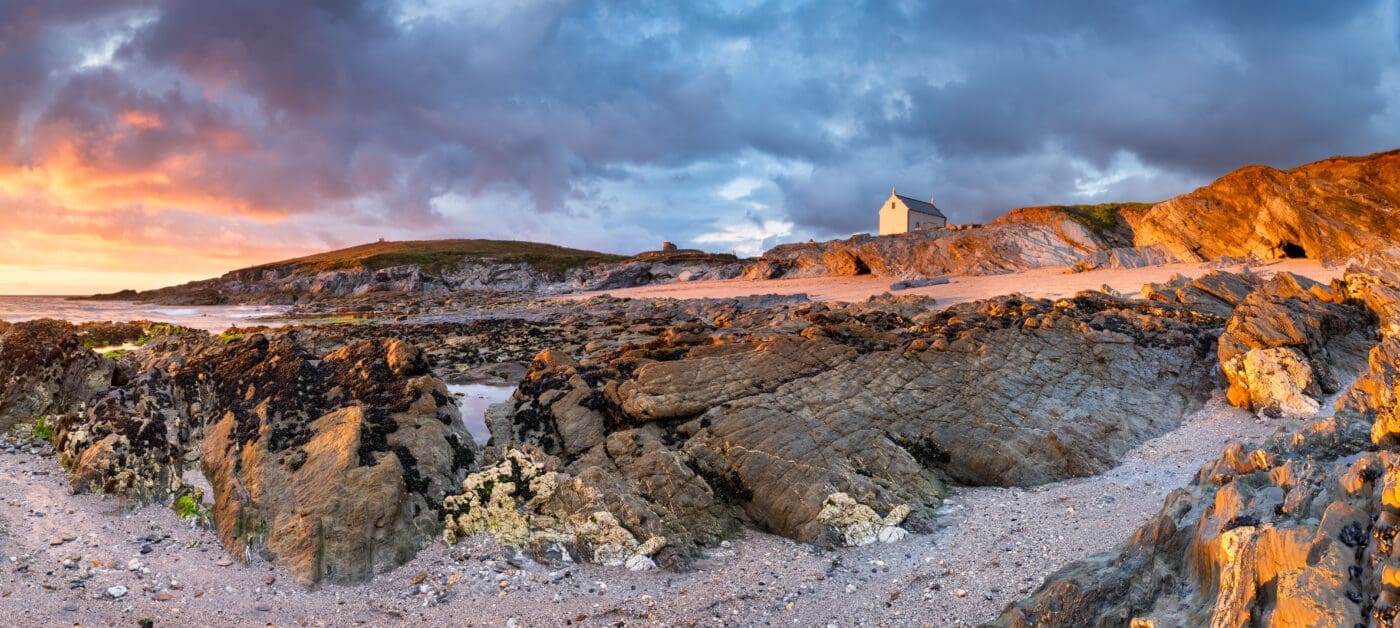 Sunset on the Towan Headland at Fistral Beach in Newquay, Cornwall