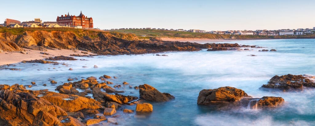 Fistral Beach and the Headland Bay Hotel, Newquay, Cornwall