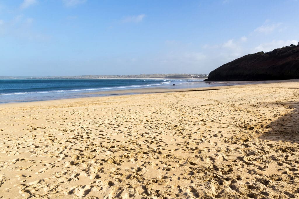 The golden sand at Carbis Bay Beach in Cornwall